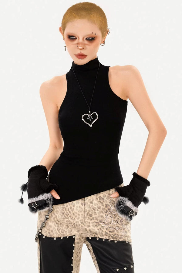 Retro Black Sleeveless Vest