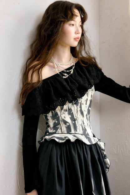 Vintage Shoulder Flower Bud Dress