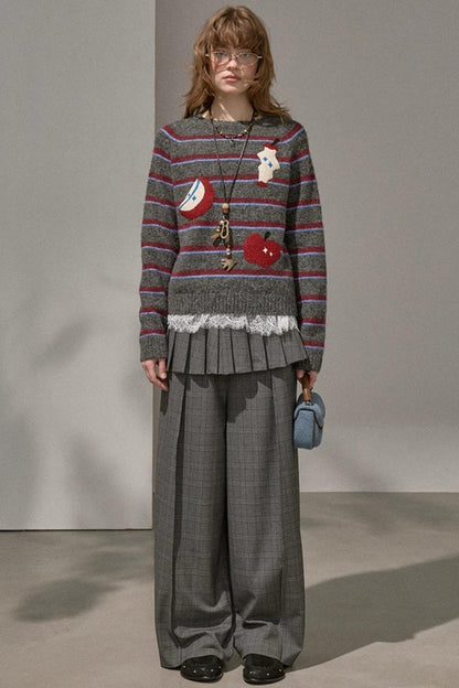 Apple Striped Crew Neck Sweater