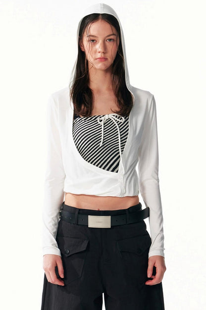 Slim Lace-Up Hooded Long Sleeve Base Shirt