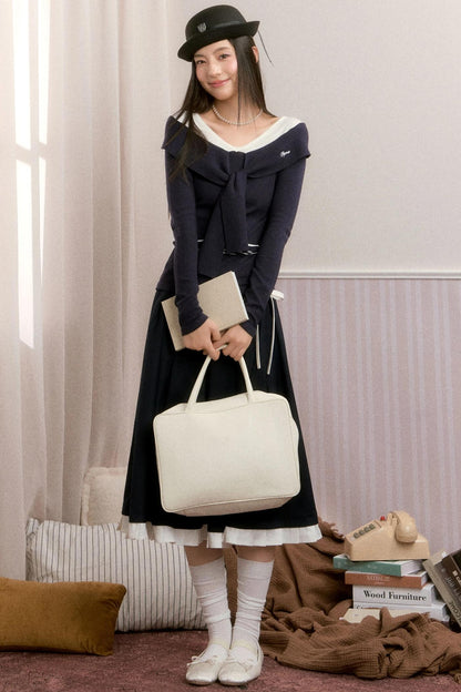 Striped Autumn Knitwear Top Set-Up