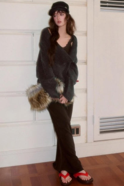 Retro Swing Collar Lazy Style Sweater