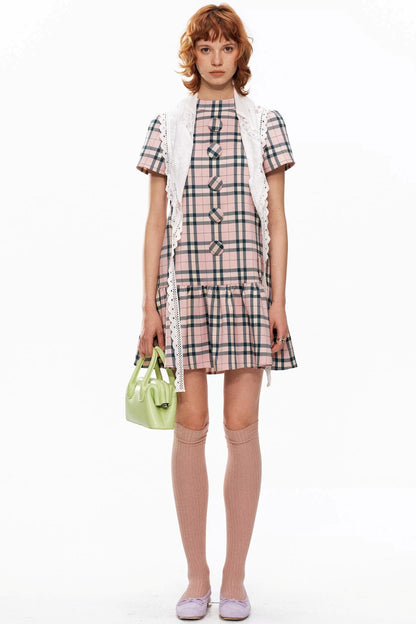 Pink Plaid A-Line Dress