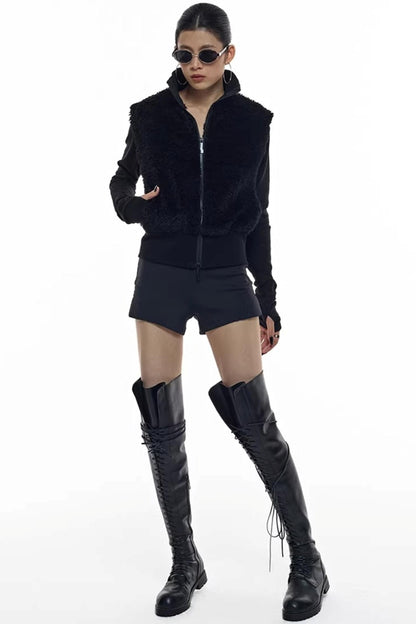 Patchwork-Pelzweste-Jacke
