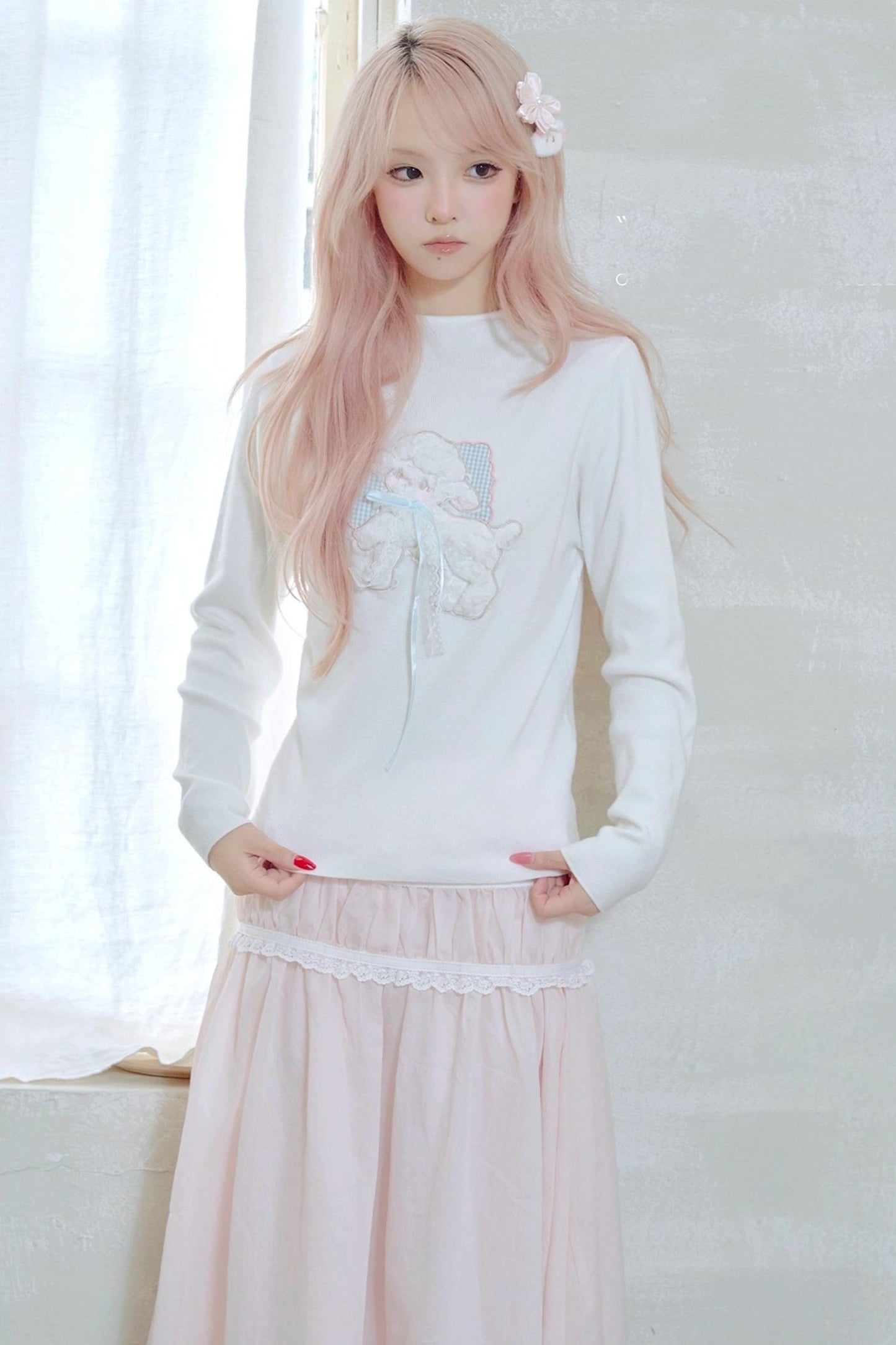 Lamb Bow Embroidered Sweater