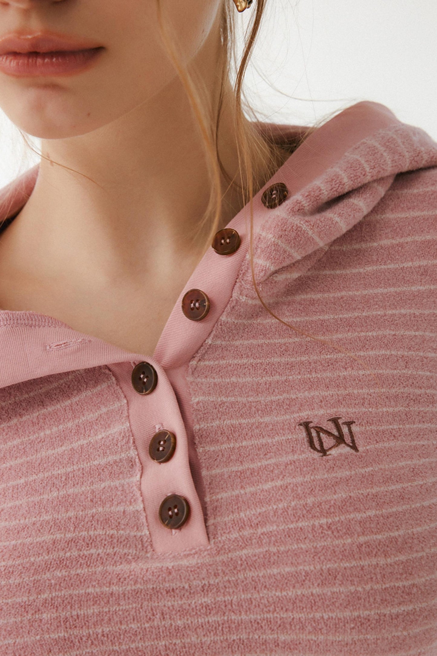Pink Striped Merino Wool Hoodie