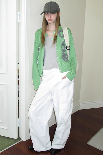 Emerald Pleated Knitwear Cardigan