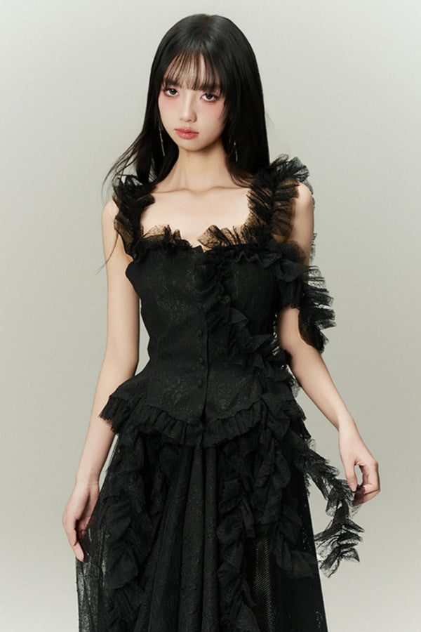 Slim Silhouette Lace Skirt Set-Up