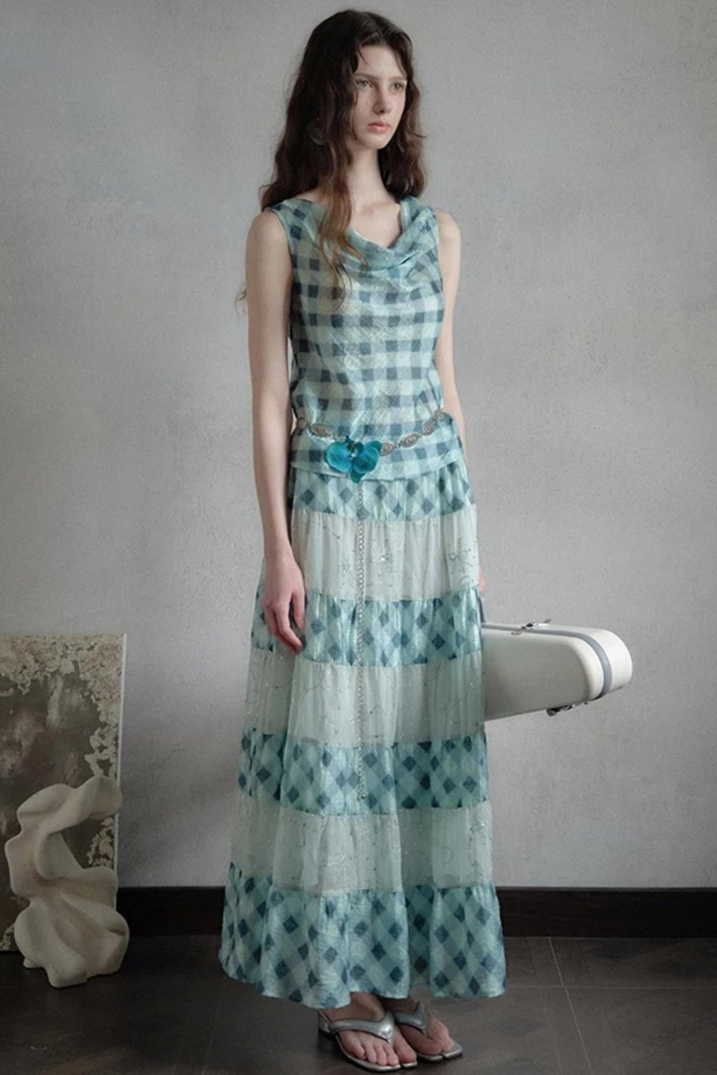Moonfall Ice Blue Plaid Skirt