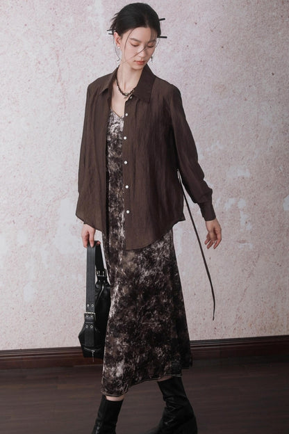 Autumn Acetate Chinese Shirt