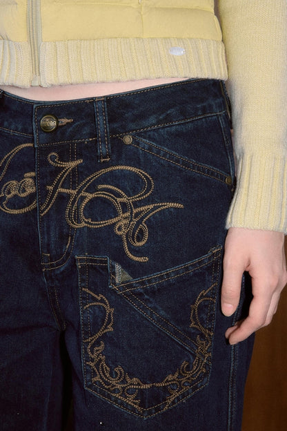 Vintage Embroidered Denim Pants