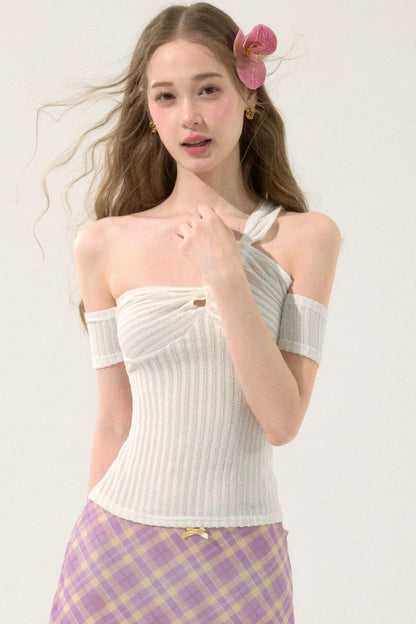 Slim-Fit Halter Off-Shoulder Top