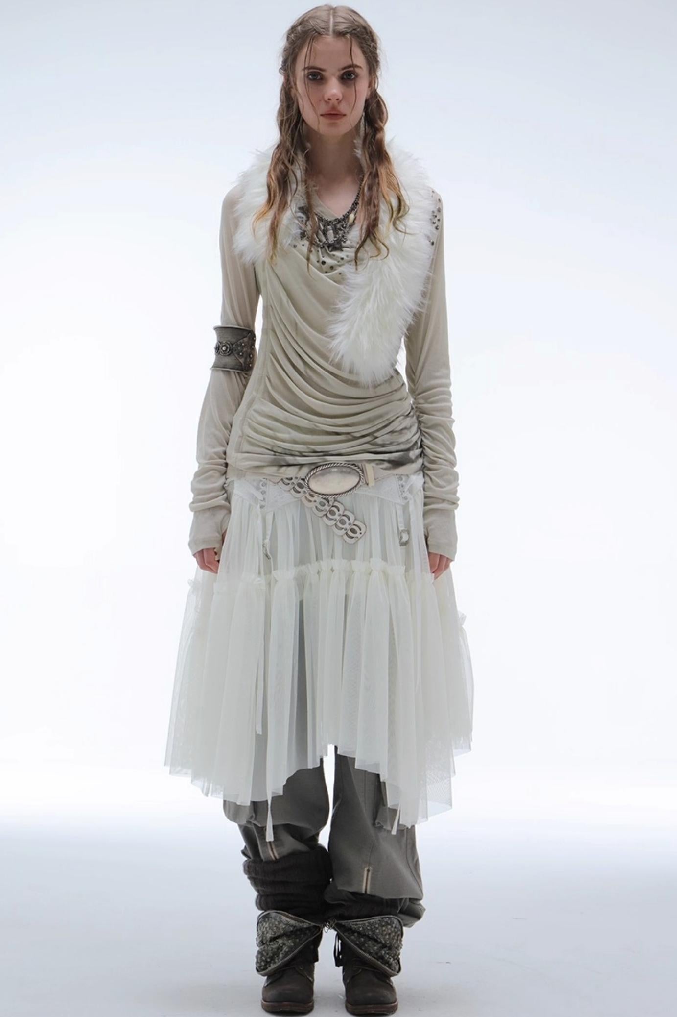 Lace Jacquard Pleated Cake Layered Skirt