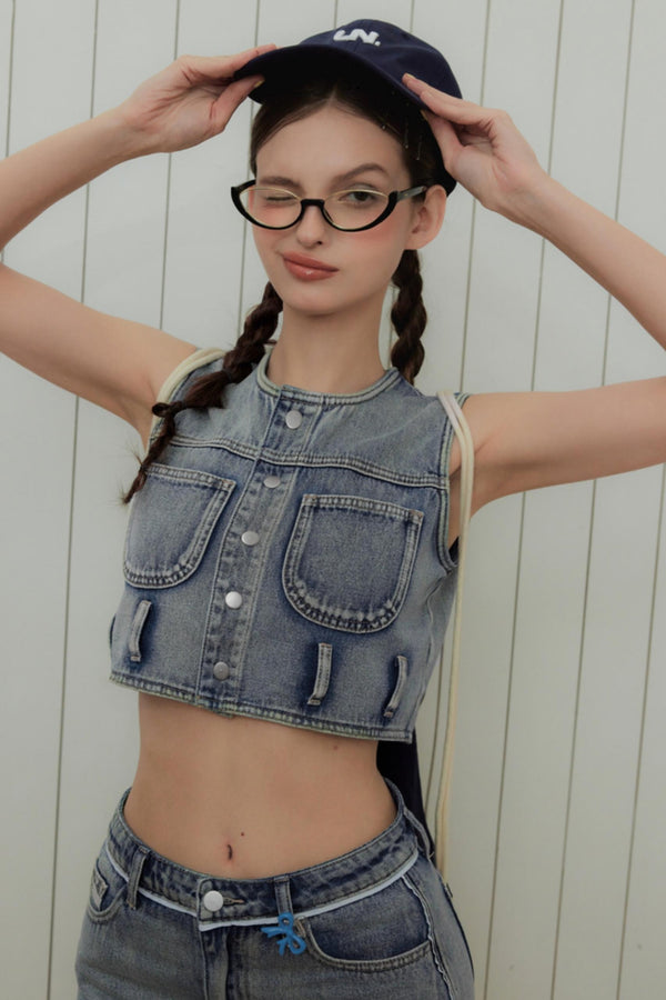 Retro A-line Crop Top With Short Skirt Set-Up