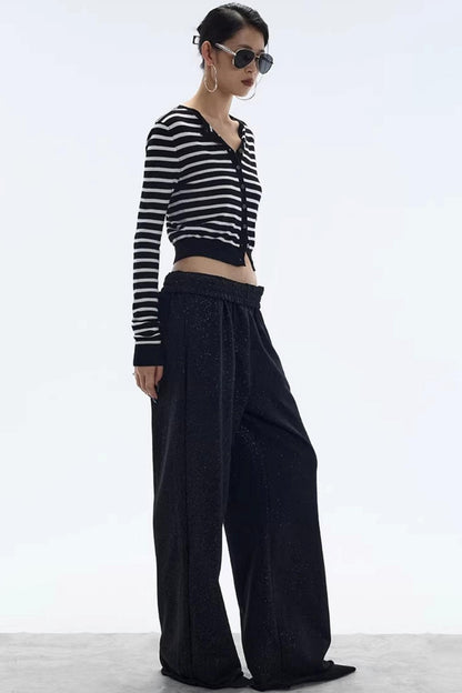 Striped Color-Block Knitted Cardigan