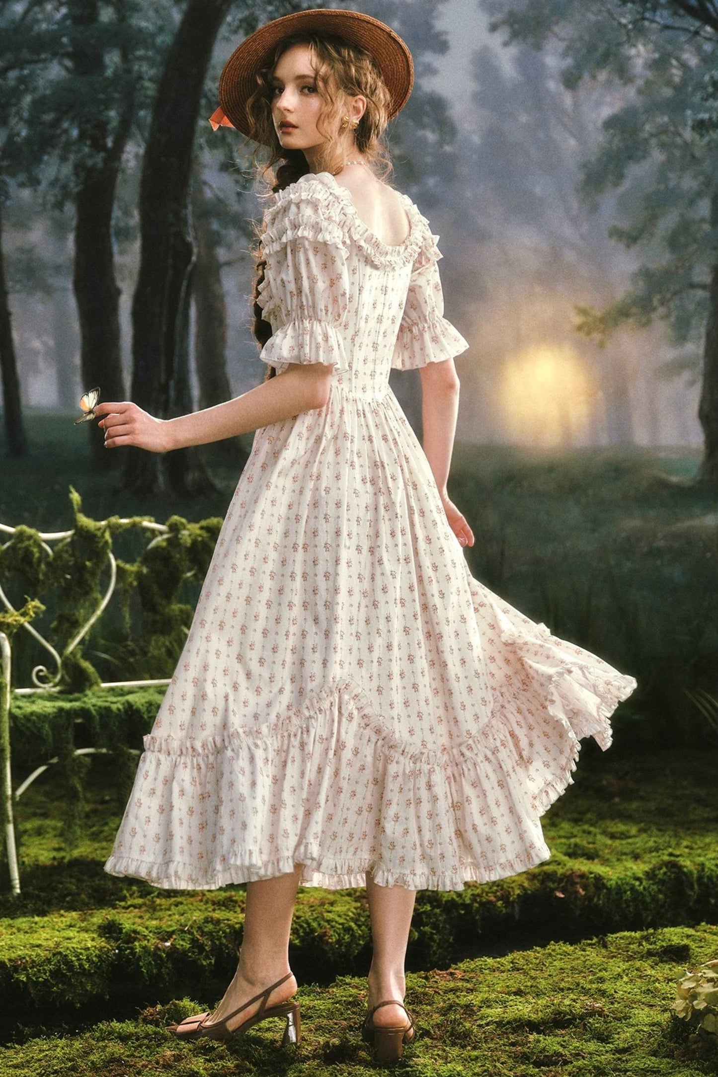 French Floral Fishbone Dress