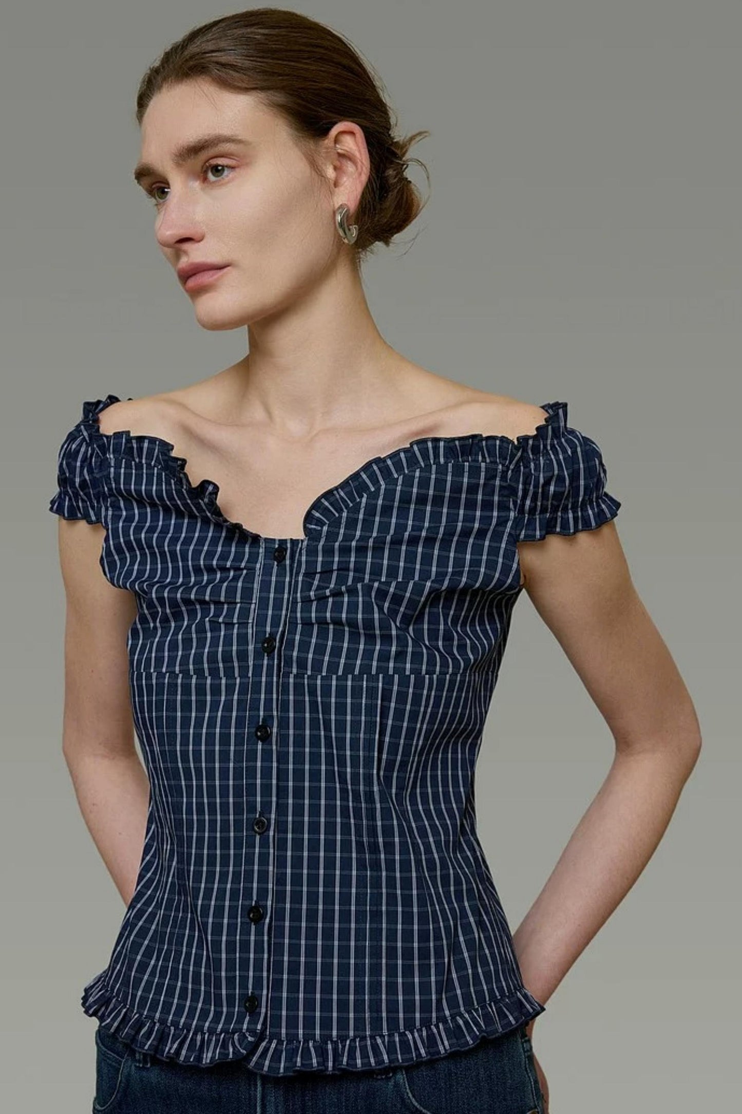 Off-Shoulder Striped Blouse