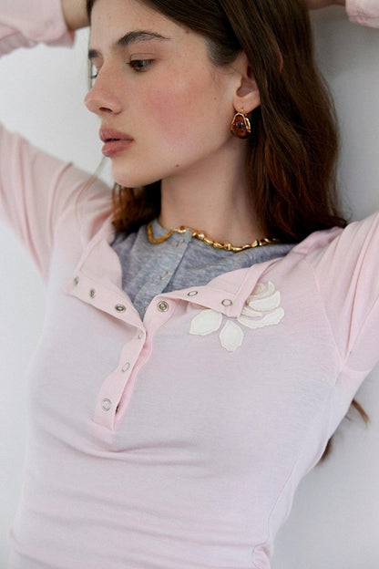 Rose Patch Long T-Shirt