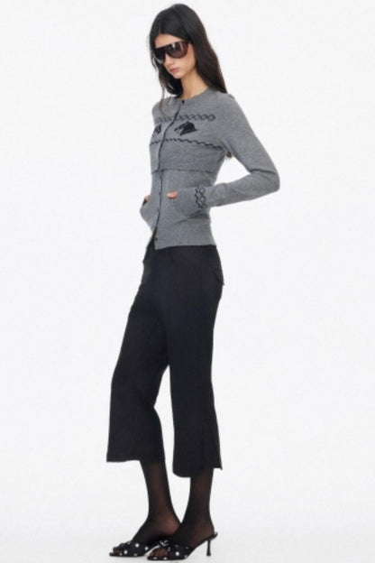 Two Piece Wool Knit Cardigan Set-Up