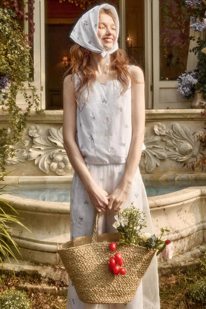 Milky Way Embroidery Linen Shirt Set-Up