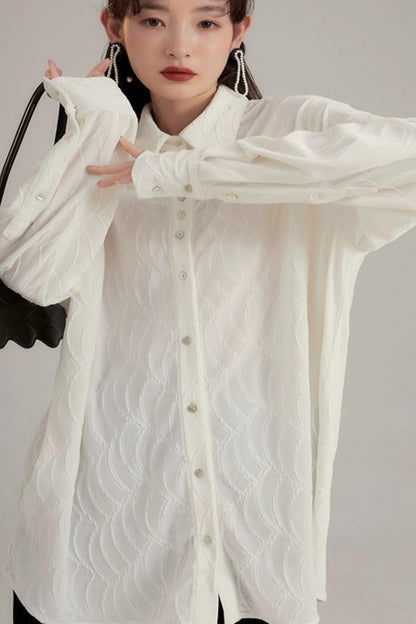 Original Design White Long-Sleeved Shirt