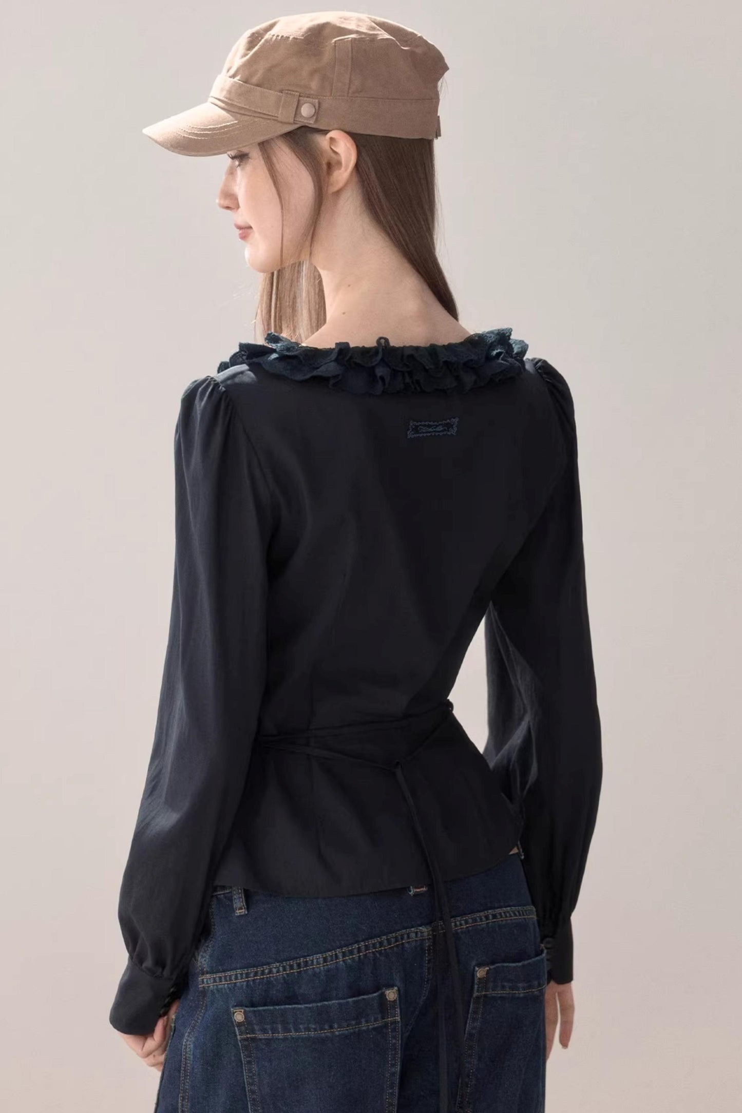 Puff Sleeve V-Neck Blouse