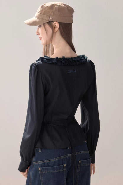 Puff Sleeve V-Neck Blouse