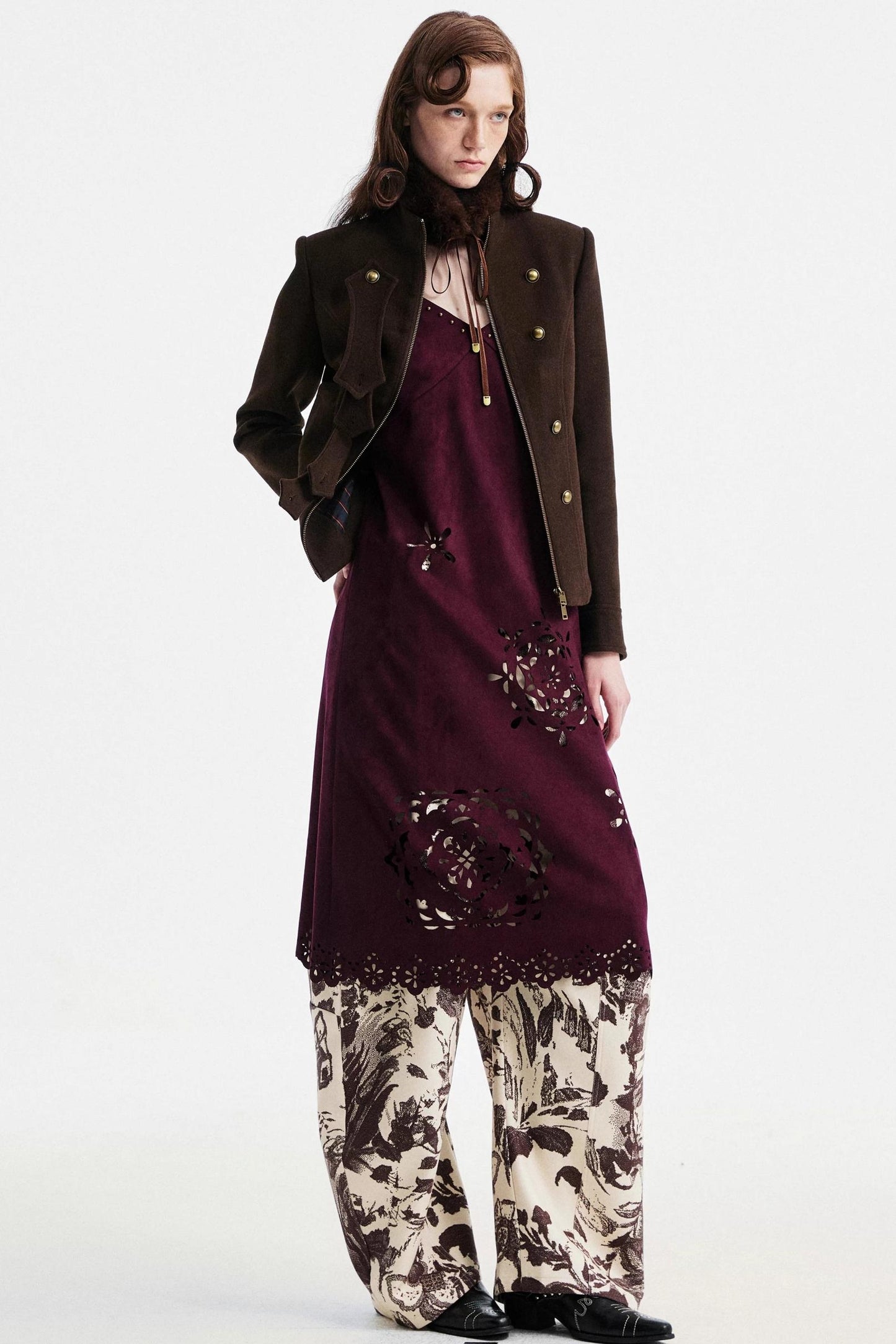 Two-Tone Lace Suede Dress