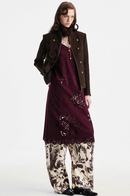 Two-Tone Lace Suede Dress