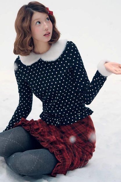 Fair Isle Polka Dot Knit Top
