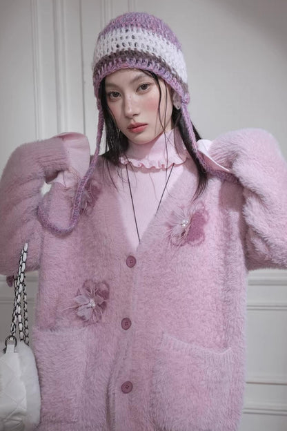 Human Pink Feder-Cardigan