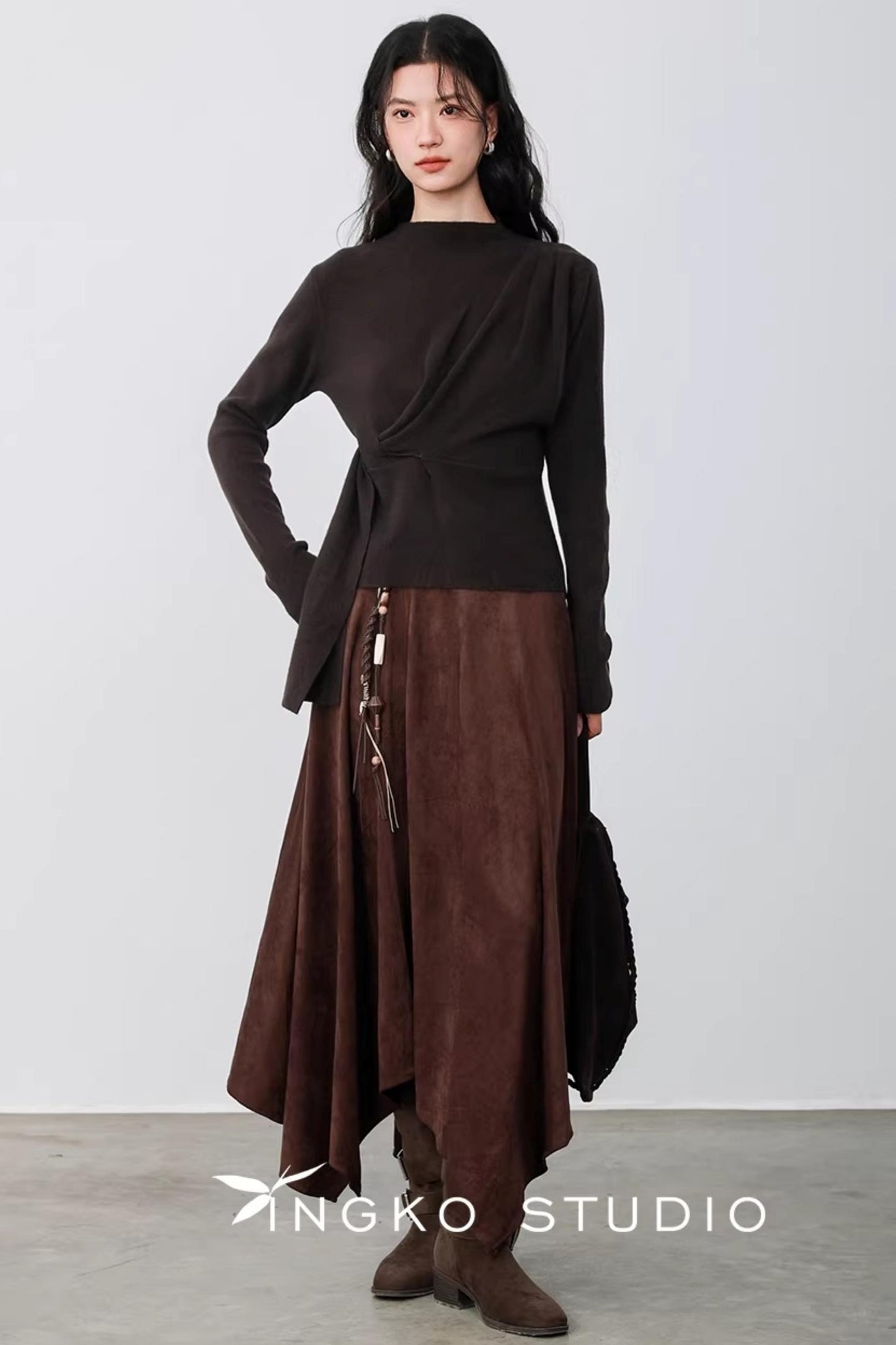 Chestnut Brown Deconstructed Sweater