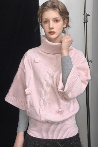 Reversible Merino Wool Cape Sweater