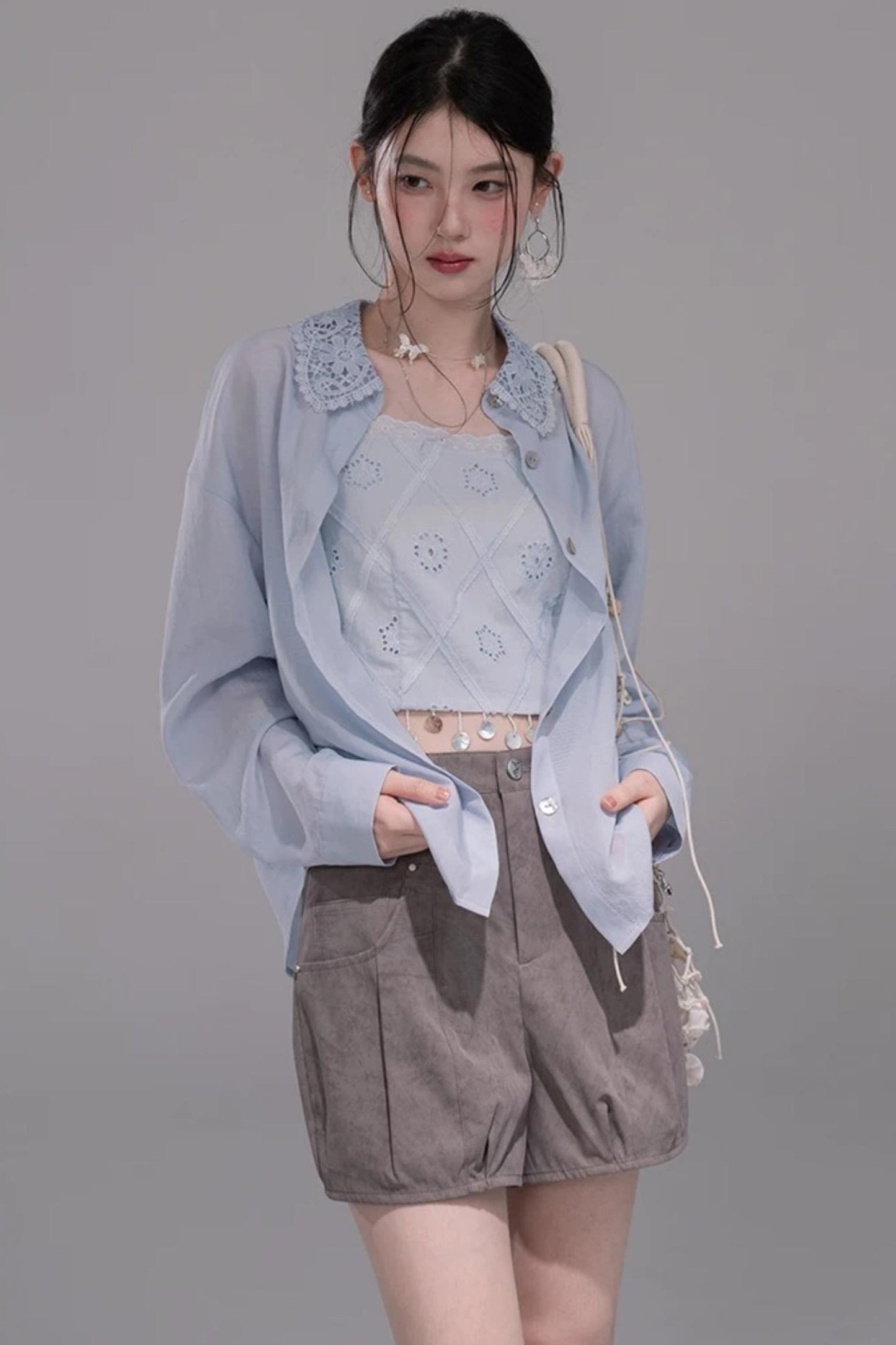 Light Mist Embroidery Vest Set