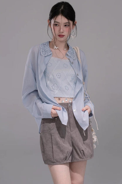Light Mist Embroidery Vest Set