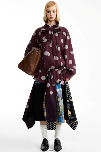 Street Print Deconstructed Stitched Skirt