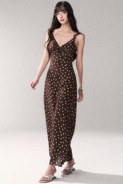 Brown Polka Dot Summer Dress