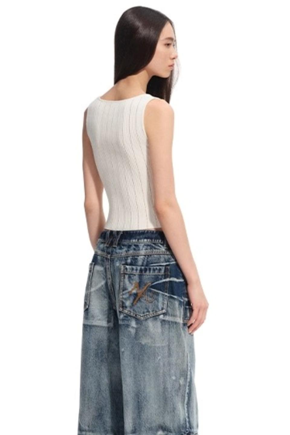 Hollow Knitted Slimming Camisole Top