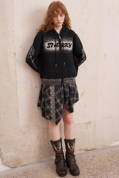 Knit Hooded Cardigan