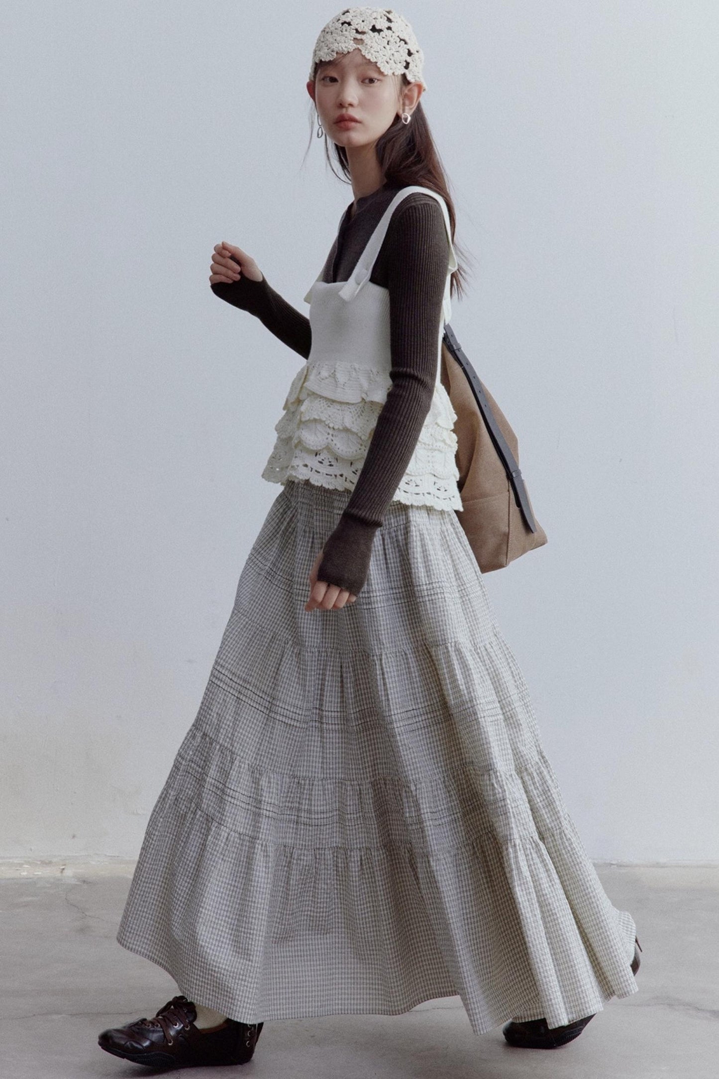 Check Layered Cake Skirt