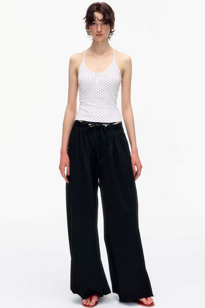 Waist Ruched Wide-Leg Pants
