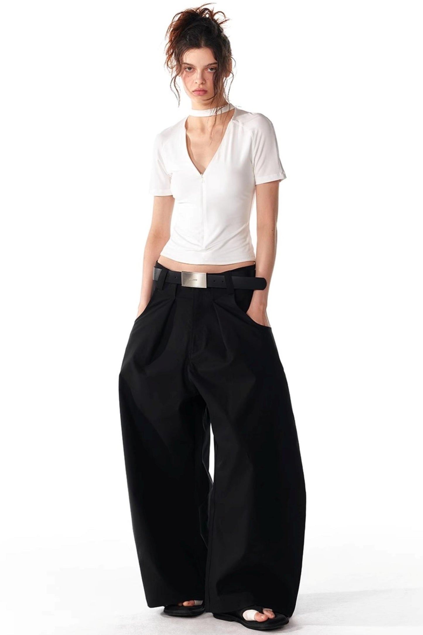 Slim Zipper Raglan Top