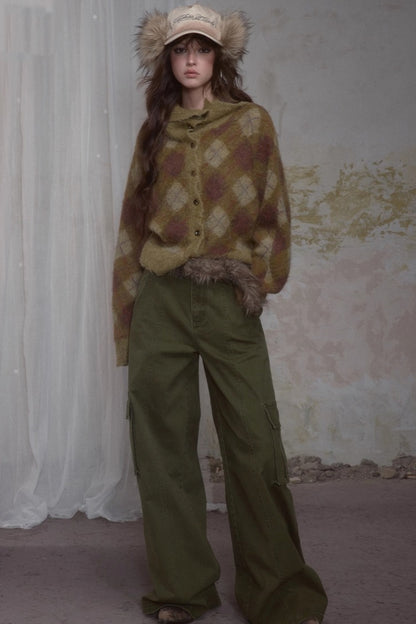 Cool Military Green Cargo Jeans