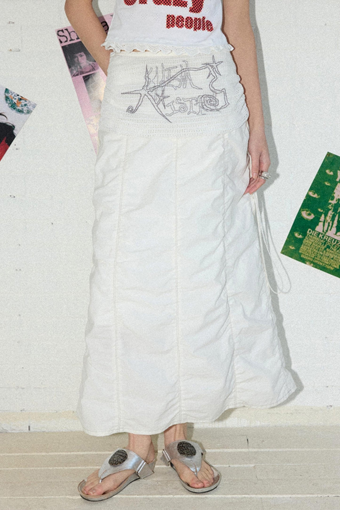 White Pleated A-Line Skirt