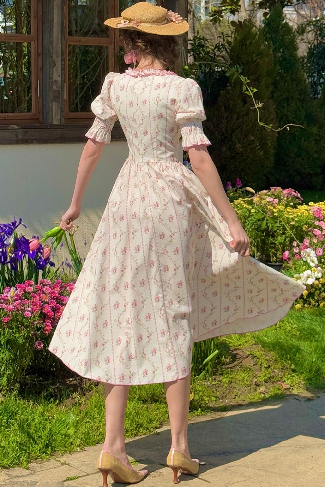 Fishbone Square Neck Dress