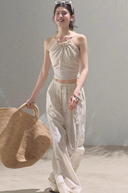 Floral Lace-Up Camisole