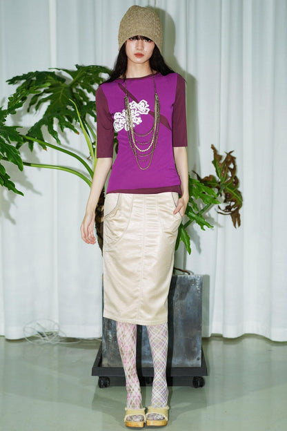 Jacquard Color-Blocked Slim-Fit Top