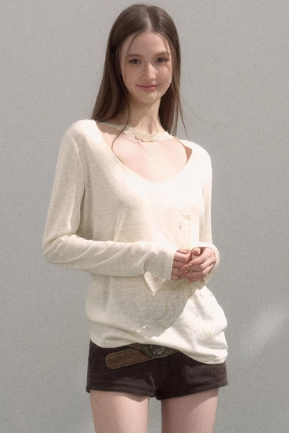 V-Neck Printed Blouse