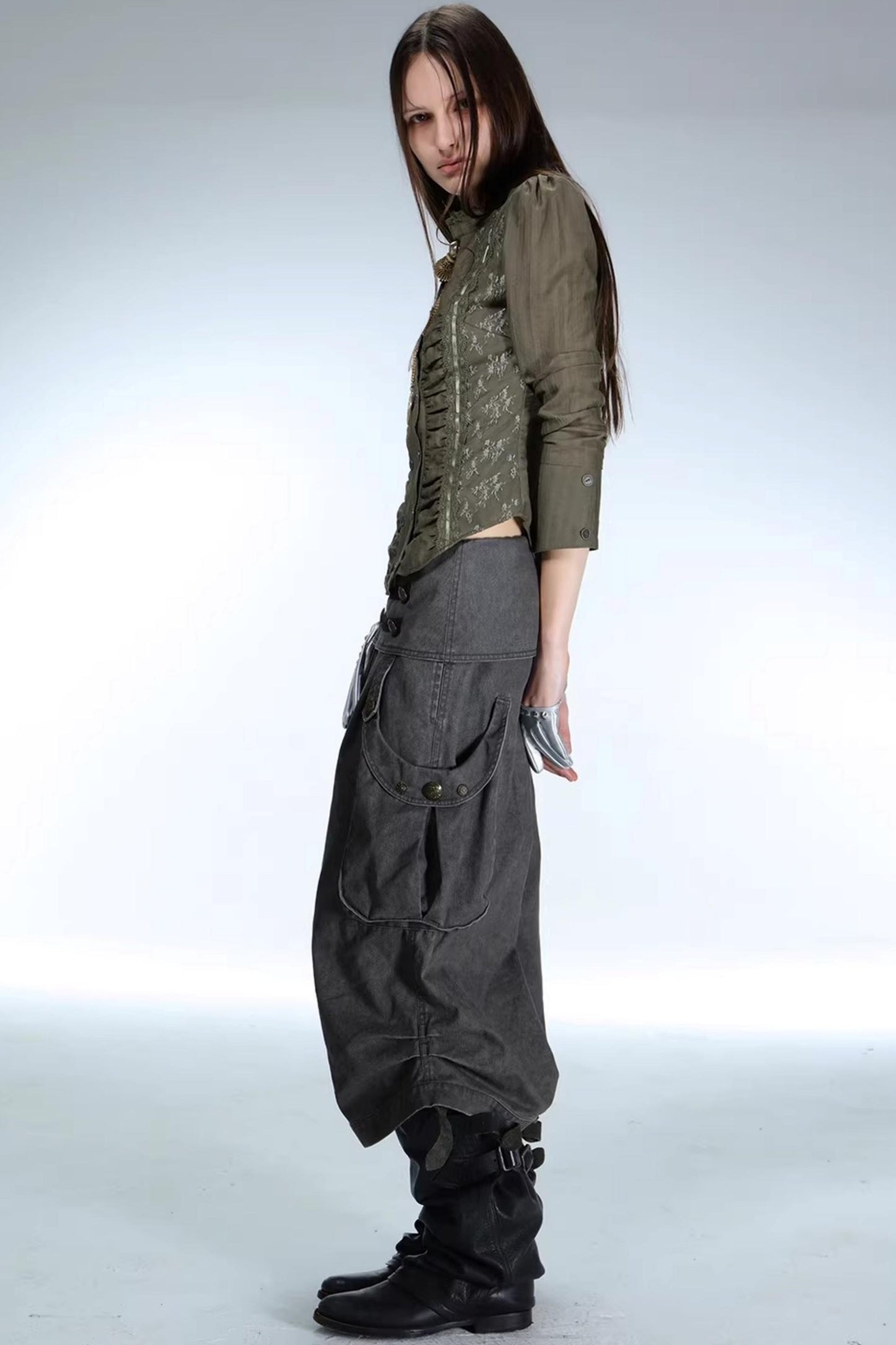 Retro Low-Waist Cargo Pants