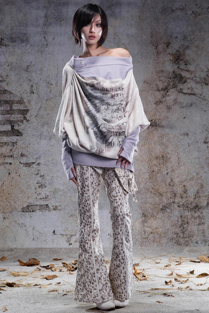 Vintage Leopard Print Flared Pants